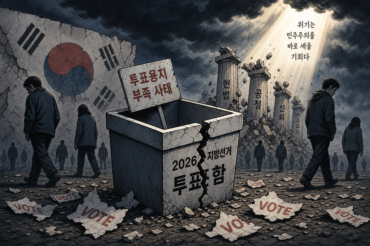 2026 지방선거 투표용지 부족 사태 대표 만평